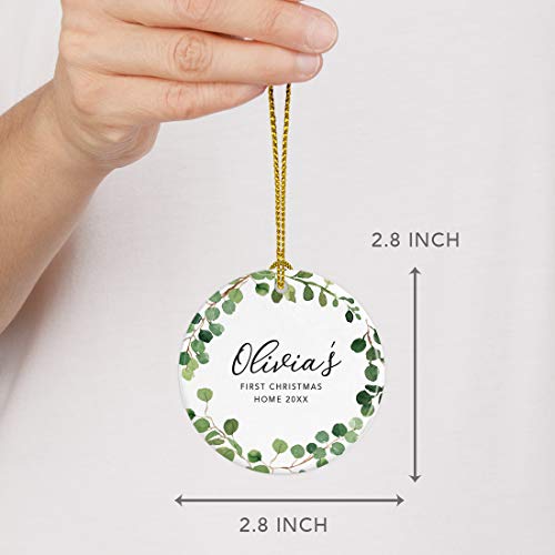 Personalized Round Ceramic Porcelain Christmas Tree Ornament Keepsake Collectible New Baby Gift
