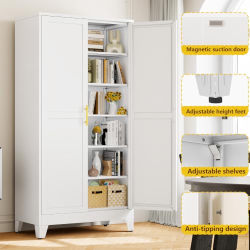 79" Tall White Kitchen Pantry Cabinet