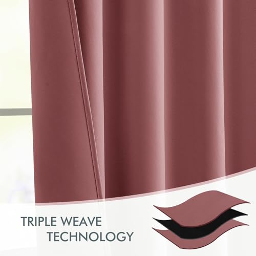 Dusty Rose Back Tab Blackout Curtains 52x84 Inch Length 2 Panels Set (2 Count)