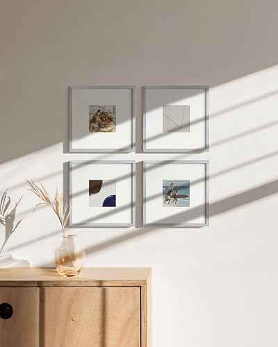 10x10 Silver Metal Picture Frames Matted to 5x5