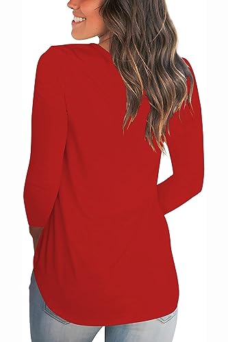 Womens Long Sleeve Christmas Tee Funny Xmas Lights Graphic T Shirts Merry Christmas Family Clothes Tops Red M