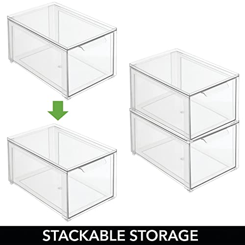 Plastic Stackable Bathroom Storage Organizer Bin with Pull Out Drawer for Cabinet (8 Count)