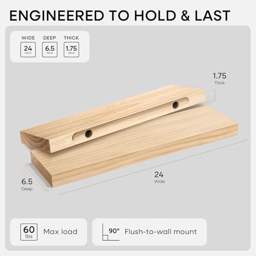 24 Inch Floating Shelves (4 Count)