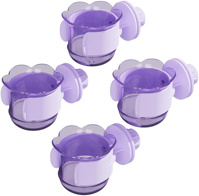 2pcs/4pcs PET Bird Bowls with Clamp, Bird Cage Feeder, Durable Water Bowl, Feeding Cups, Water Feeder for Cockatiel, Parakeet, Macaw, Finches, Lovebirds, Small Animals Gray (Purple, 4pcs)