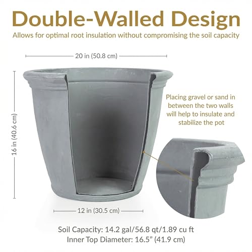 Sunnydaze Anjelica 20'' Large Plastic Planter Pot for Plants