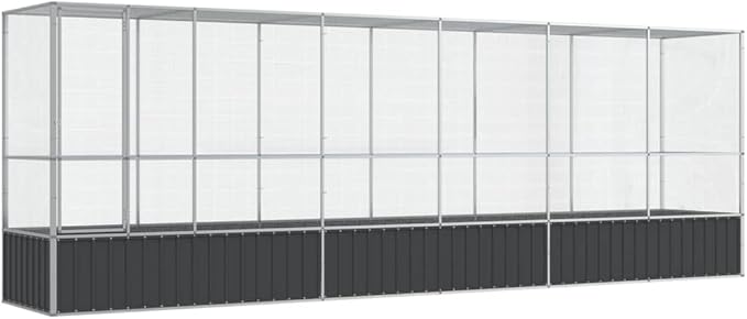 Steel Aviary with Extension, Large Bird Cage with Lockable Door, Aviary Spacious and Versatile Cage Ideal for Parakeets, Parrots, Lovebirds, Cockatiels, Pigeons, 246.7"x42.1"x83.5",-277