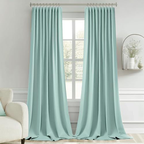 Aqua Back Tab Blackout Curtains 52x102 Inch Long 2 Panels Set (2 Count)