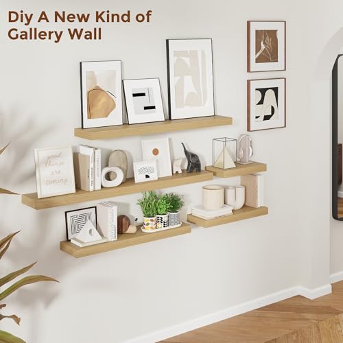 40 Inch Floating Shelves for Wall 8 Inch Deep Oak Shelves Set of 2