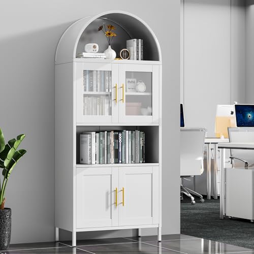 72.8 Inch Metal Pantry Cabinet with 4 Doors and Open Shelf