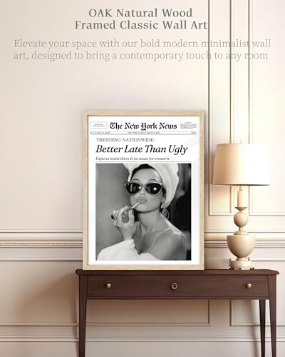 12x16in Audrey Hepburn Better Late Than Ugly Framed Bathroom Art