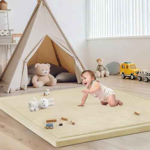 Baby Play Mat for Floor Nursery Rug Muscle Mat Area Rug Playroom Rug 39"x59" Playpen Mat Elastic Foam 1.3" Thick Crawling Mat for Babies