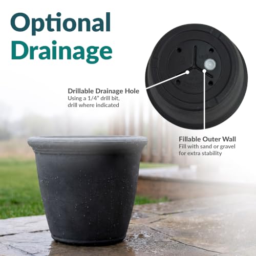 Sunnydaze Anjelica 15.25'' Large Plastic Planter Pot for Plants (4 Count)