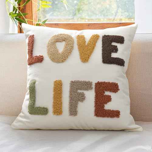 Boho Throw Pillow Covers 18*18 Tufted Fall Decorations for Sofa