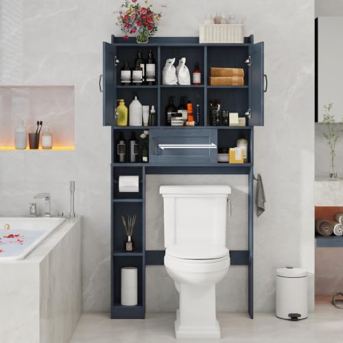 Over The Toilet Cabinet with 2 Barn Doors & Sliding Door