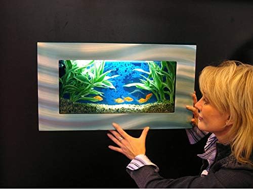 Aussie Aquariums AA-MINIVIEW-BSILVER 2.0 Wall Mounted Aquarium, Brushed Silver