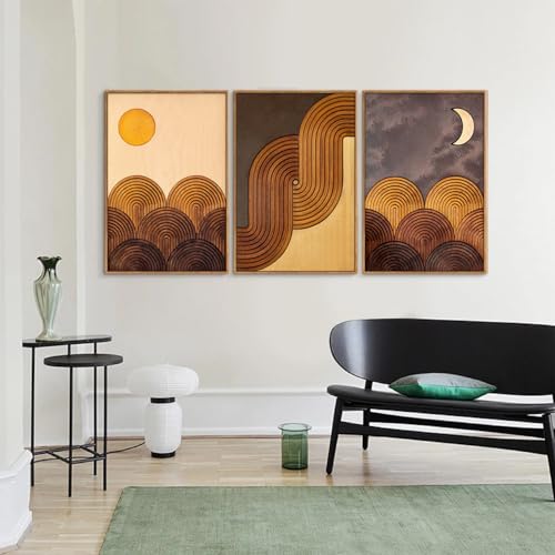 Mid Century Modern Framed Canvas Wall Art Set