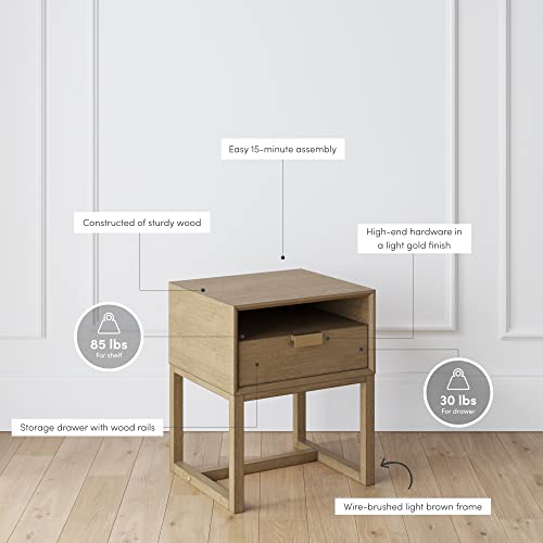 Luke Modern Nightstand Side Accent or End Table with Storage Drawer