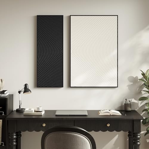 Framed 3D Textured Black and White Abstract Wall Art