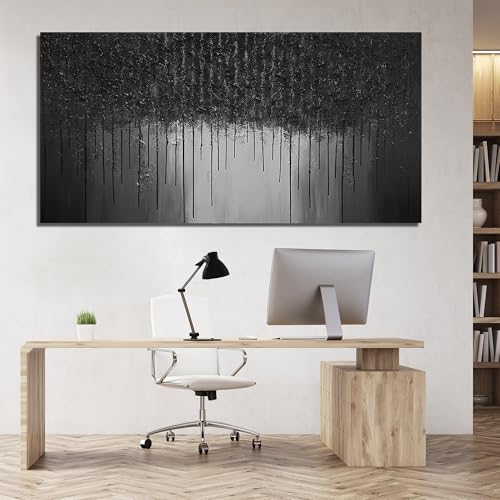 Black Art Paintings for Wall Large Abstract Canvas Wall Art for Living Room Huge Office Hotel Wall Decor 47 x 95 Inch
