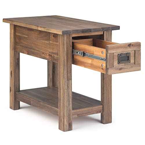 Monroe 14" Wide Solid Wood Rectangular End Table in Brown