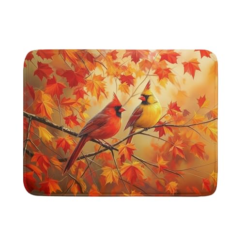 Fall Dish Drying Mat for Kitchen Counter Cardinal Maple Leaves Super Absorbent Reversible Microfiber Kitchen Countertop Protector Dishes Pad Large 18x24 inch