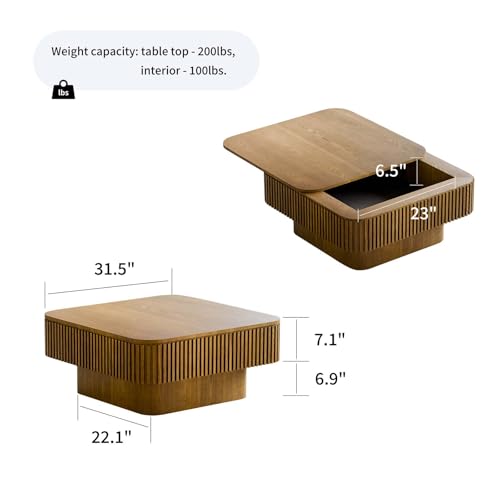 Square Small Coffee Table with Storage