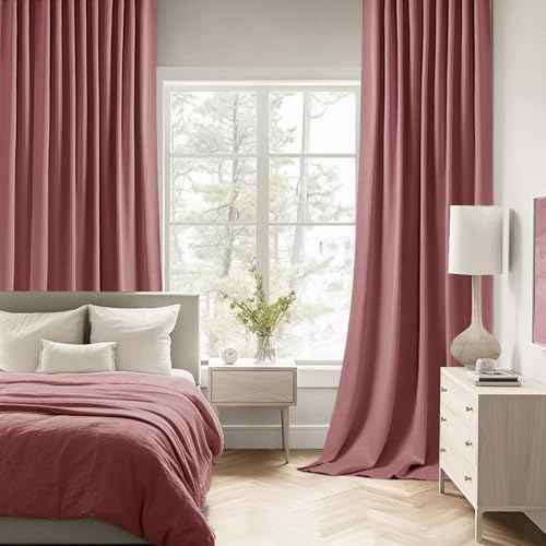 Dusty Rose Back Tab Blackout Curtains 52x90 Inch Long 2 Panels Set (2 Count)