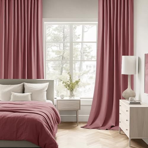 Dusty Rose Back Tab Blackout Curtains 52x84 Inch Length 2 Panels Set (2 Count)