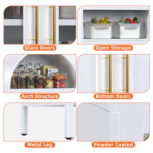 72.8 Inch Metal Pantry Cabinet with 4 Doors and Open Shelf
