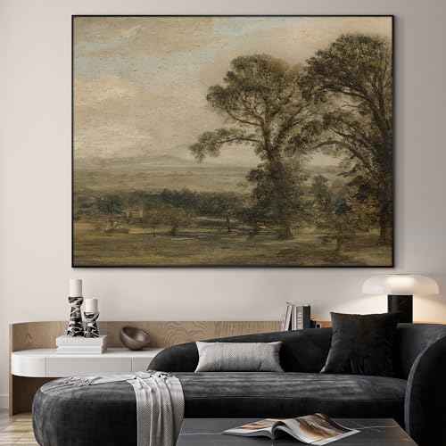 60"x72" Extra Large Framed Wall Art Vintage Landscape with Trees and Distant Horizon for Home Living Room Bedroom Decor