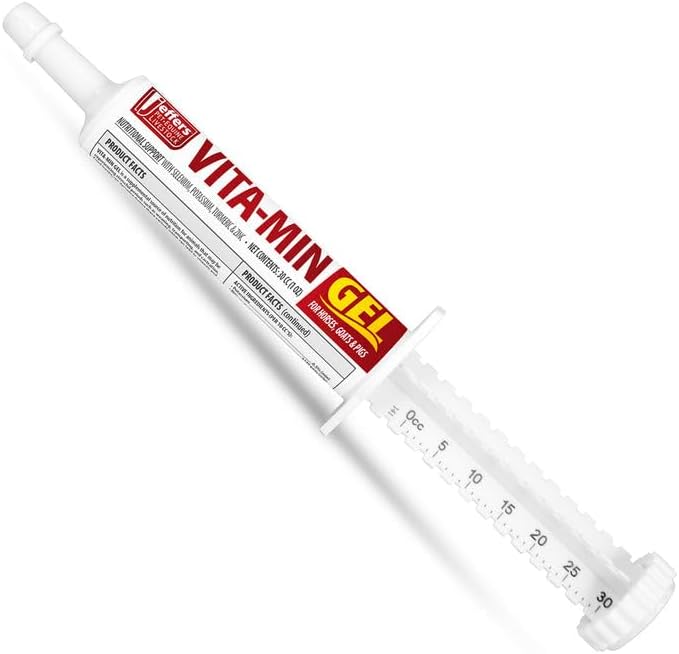 Jeffers Vita-Min Gel for Livestock & Horses – Multivitamin & Mineral Supplement with Selenium, Zinc, Potassium & Turmeric – Easy Oral Gel for Cattle, Goats, Sheep & Pig – 30 cc Tube - 12 Pack