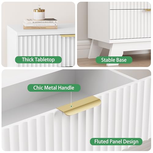 Fluted Dresser for Bedroom with 3 Drawers