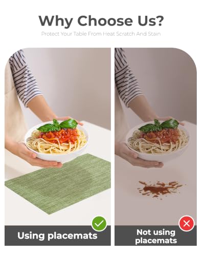 Bean Green Woven Placemats Set of 8 (8 Count)