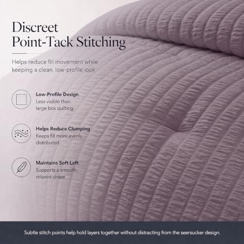 Twin XL Comforter Set 5 Pieces Dusty Purple Seersucker Bed in a Bag