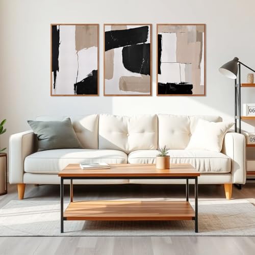 Large Abstract Neutral Framed Canvas Wall Art