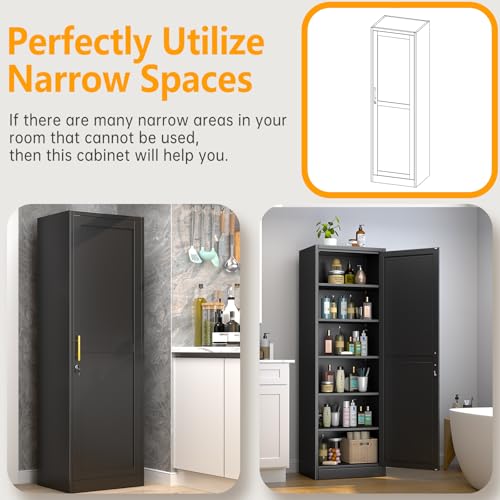 Metal Locker Tall Narrow Storage Cabinet