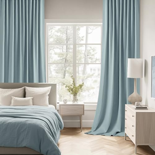 Slate Blue Back Tab Blackout Curtains 52x72 Inches Long 2 Panels Set (2 Count)