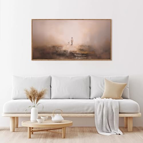 Jesus Good Shepherd Lost Sheep Framed Canvas Wall Art 40x20 Inch