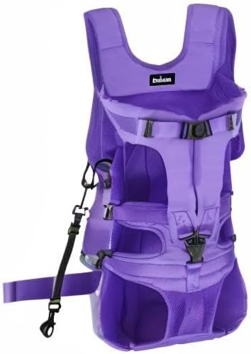 PetBonus Pet Front Dog Carrier Backpacks, Adjustable Pet Backpack, Legs Out Easy-fit Puppy Chest Carrier for Medium Small Dogs, Hands Free for Hiking, Cycling (Purple, L)