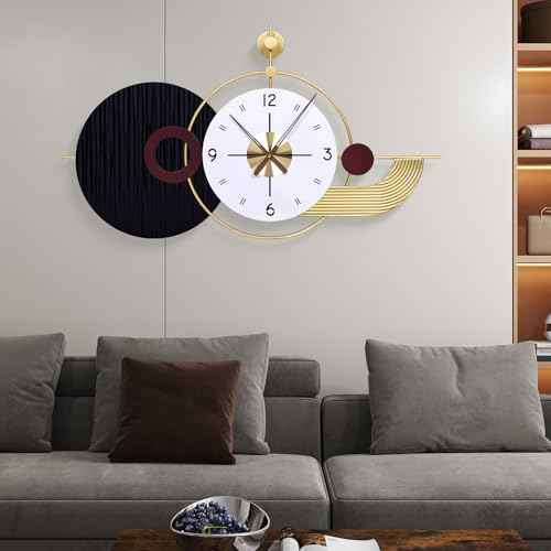 37.8×21 Inch Modern Abstract Geometric Metal Wall Clock