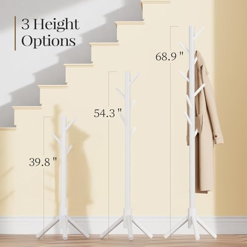 Solid Wooden Coat Rack Freestanding with 8 Hooks