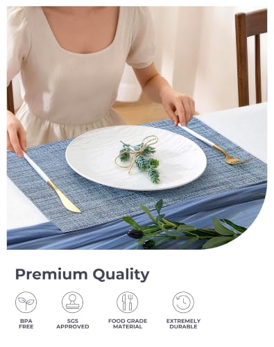 Deep Navy Woven Placemats Set of 12 (2.7 Count)