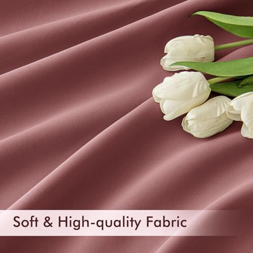 Dusty Rose Back Tab Blackout Curtains 52x84 Inch Length 2 Panels Set (2 Count)
