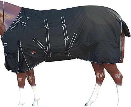 HILASON Black 82 in 1200D Winter Waterproof Poly Horse Turnout Blanket Belly Wrap