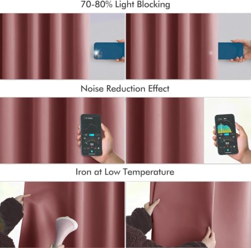 Dusty Rose Back Tab Blackout Curtains 52x72 Inches Long 2 Panels Set