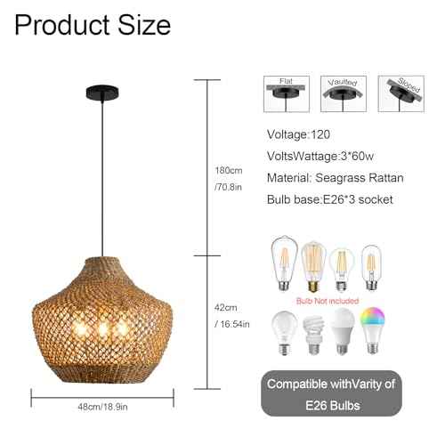 Rattan Pendant Light (3 Count)