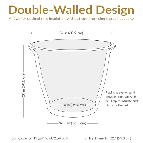 Sunnydaze Anjelica 24'' Large Plastic Planter Pot for Plants (3 Count)