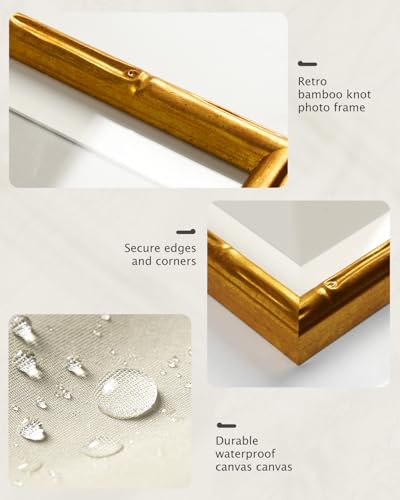 Bamboo Detail Design Gold Framed Wall Art Kitchen Decor