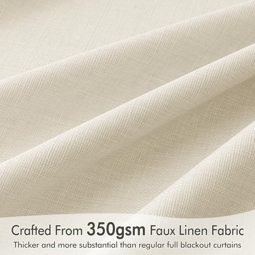 100% Blackout Back Tab Pleat Linen Curtains 50" Wx108 L (2 Count)