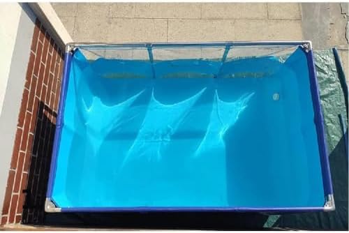 Flexible PVC Canvas Fish Breeding Tank with Steel Frame, Easy Assembly Aquatic Pets Pool, Backyard Pond with Clear Viewing Window - 50x40x30cm